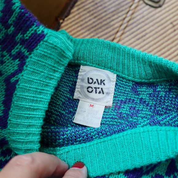 Purple and Green Acrylic Sweater Dress by DAKOTA - Picture 10 of 10